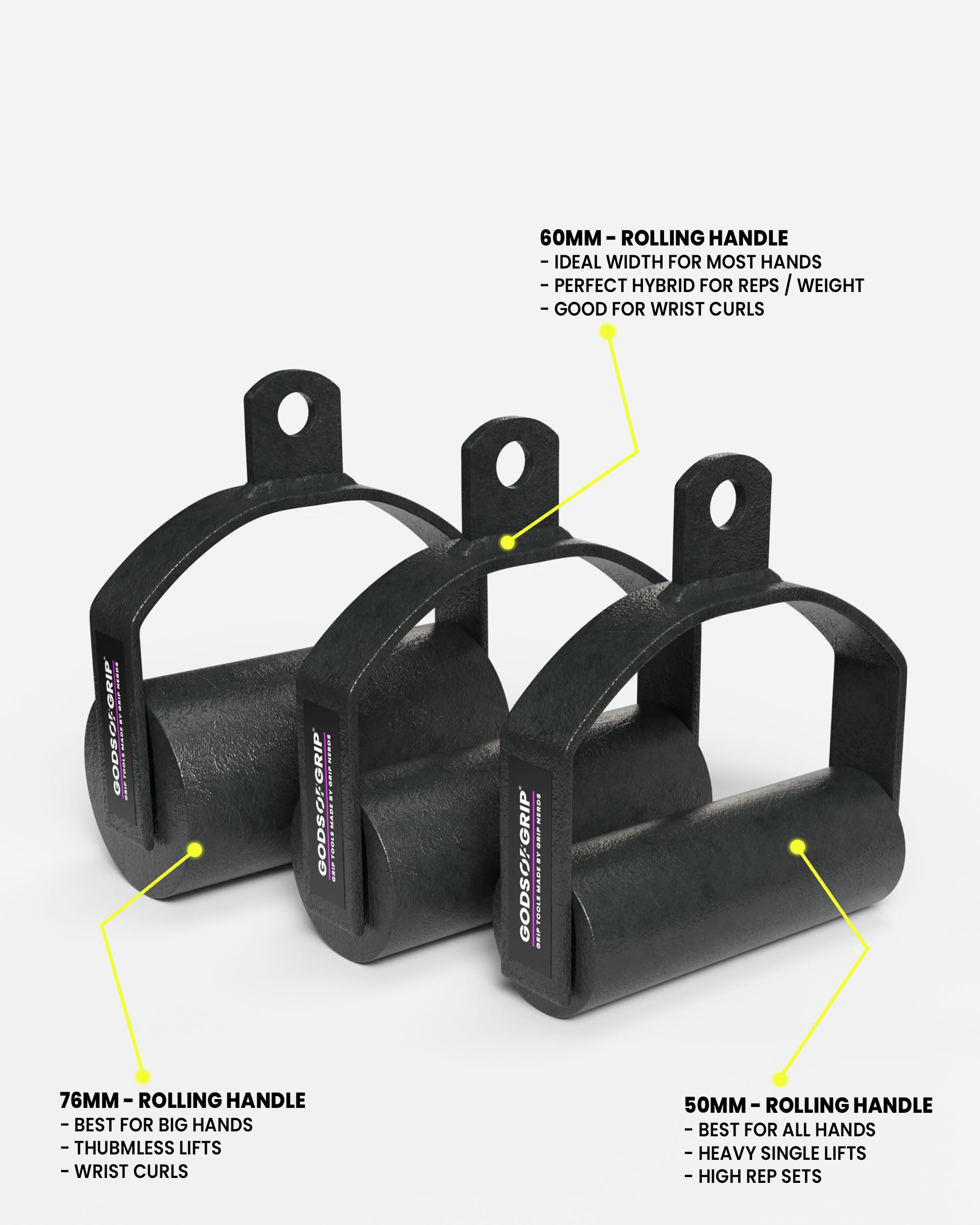 Godlike Rolling Handle Size comparison